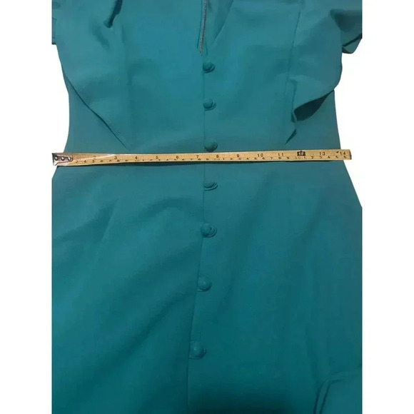 Calvin Klein Women's Flutter Sleeve V-Neck Midi with Button Front Detail Dress - Picture 6 of 8